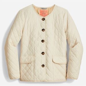 J. Crew || Quilted Lightweight Lady Jacket Tortoise Buttons Beige Cream 6